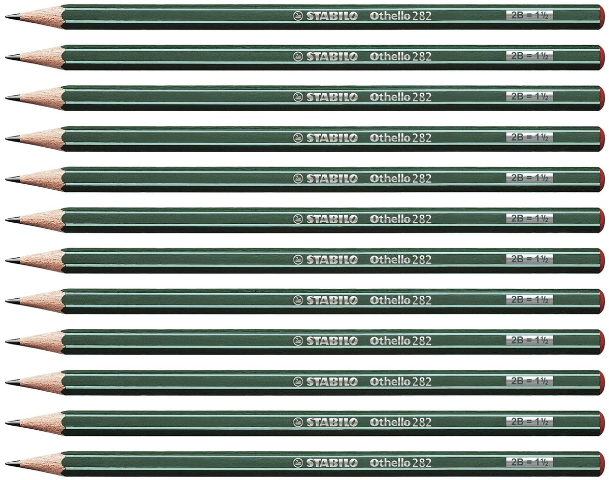 STABILO Othello 282 - Paquete de 12 lápices de dibujo 2B | 12er Pack, Härtegrad 2B
