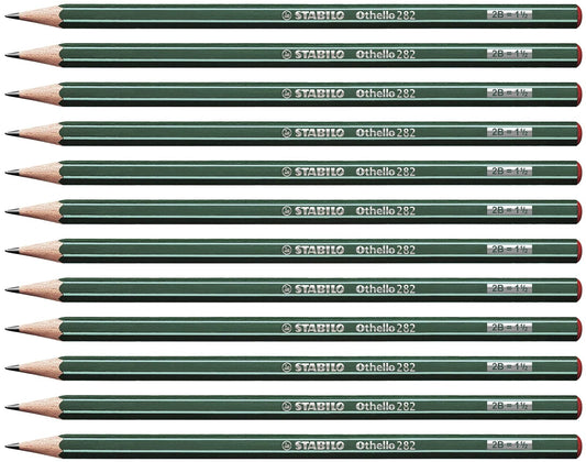 STABILO Othello 282 - Paquete de 12 lápices de dibujo 2B | 12er Pack, Härtegrad 2B