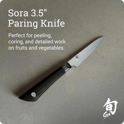 Shun Cutlery Sora - Cuchillo de pelar de 3.5 pulgadas, pequeño y ágil para pelar, desbrozar, recortar y más, cuchillo de corte preciso, cuchillo de cocina japonés hecho a mano