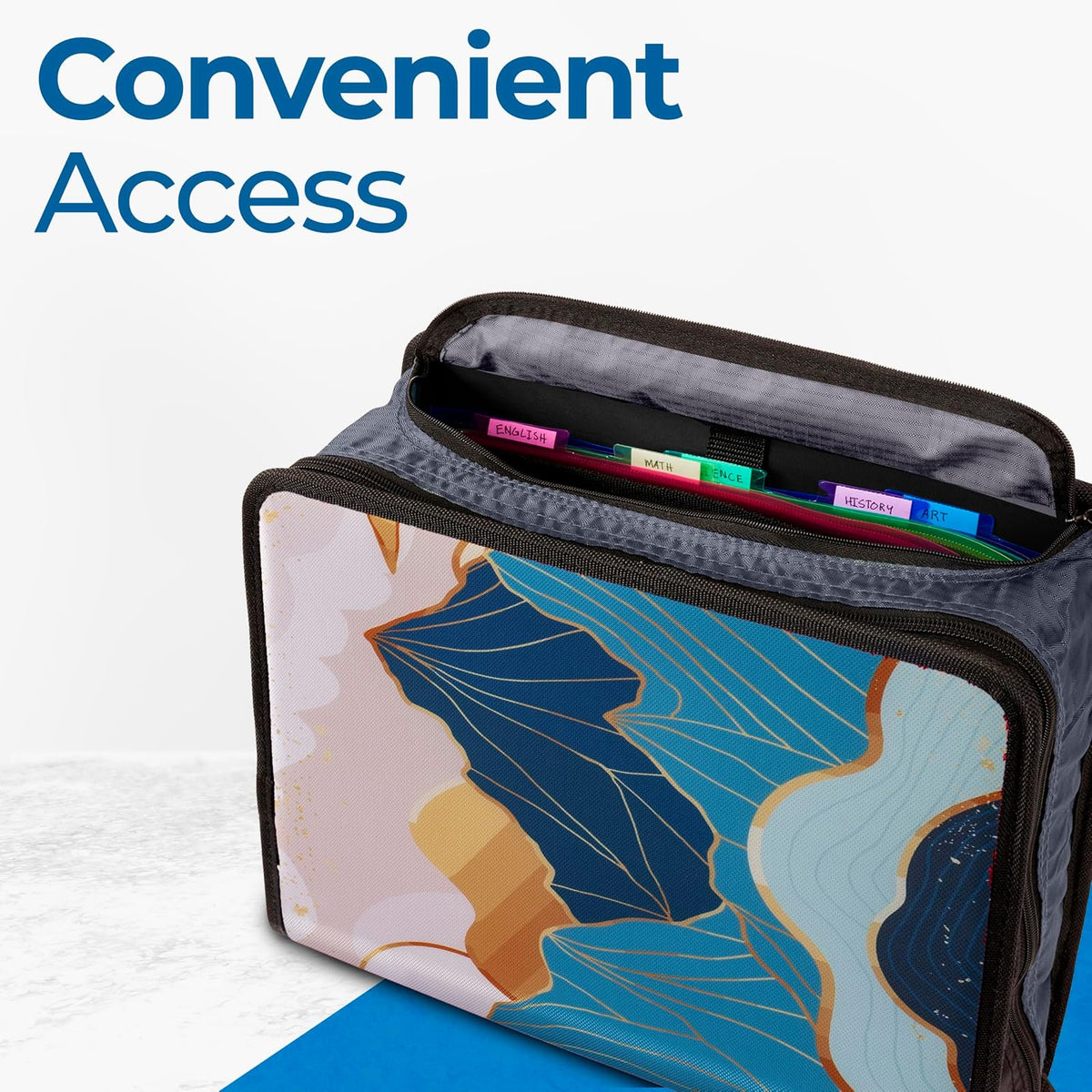 Case-it Mighty - Carpeta con cierre escolar con cierre | Anillos tóricos de 3 pulgadas, capacidad de 600 hojas, carpeta de archivos expandible de 5 sujetos, múltiples bolsillos y organizador de