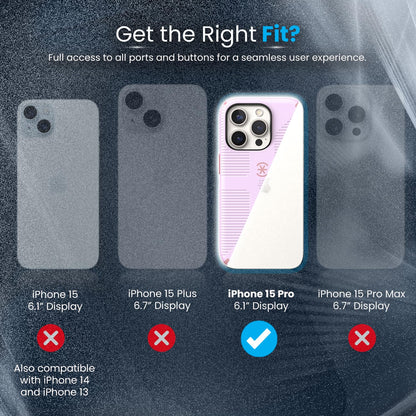 Speck - Funda para iPhone 15 Pro, construida para MagSafe, Agarre de protección contra caídas, Resistente a los arañazos, Tacto Suave, Funda de teléfono de 6.1 Pulgadas, Agarre CandyShell Suave