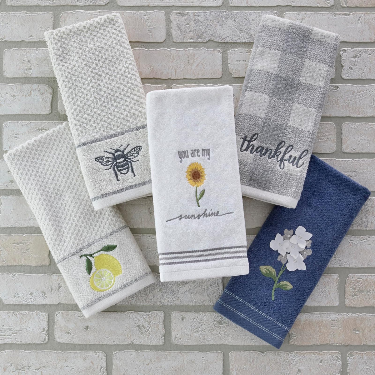 SKL Home by Saturday Knight Ltd. Toalla de Mano a Cuadros Agradecidos (Paquete de 2), Gris