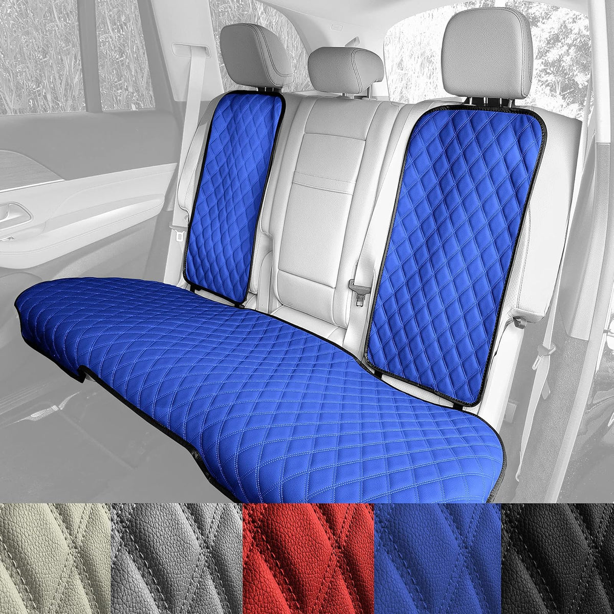 FH Group FH1028GRAY-AVC Juego de Cojines de Asiento Trasero de Piel Sintética Ajuste Universal, Gris
