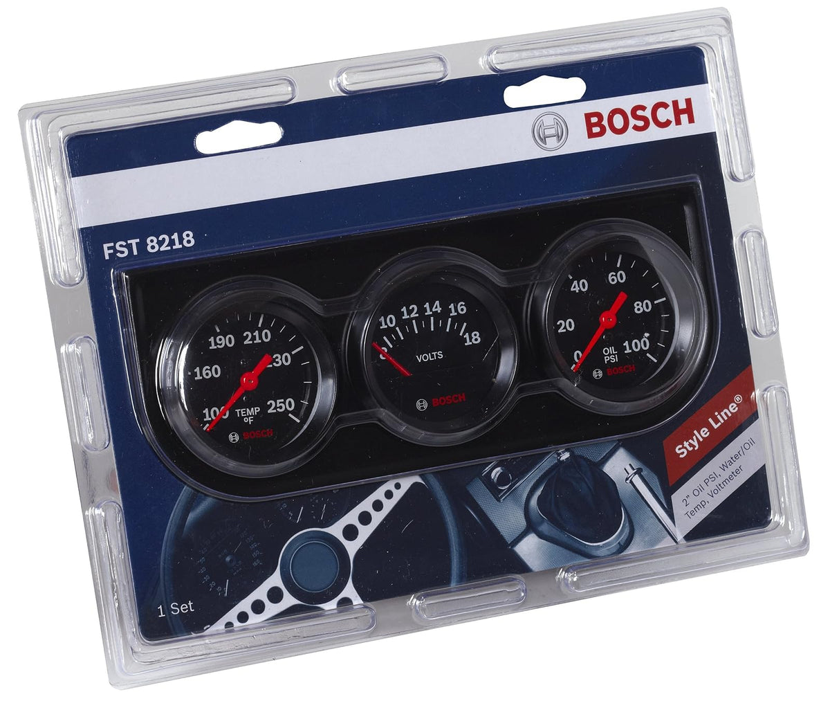 Bosch SP0F000054 Style Line Kit de triple calibre de 2 pulgadas (esfera negra, bisel negro)