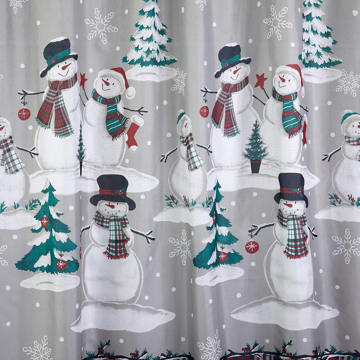 SKL Home - Cortina de Ducha con diseño de muñeco de Nieve para Navidad e Invierno, Juego de 12 Ganchos, Multicolor