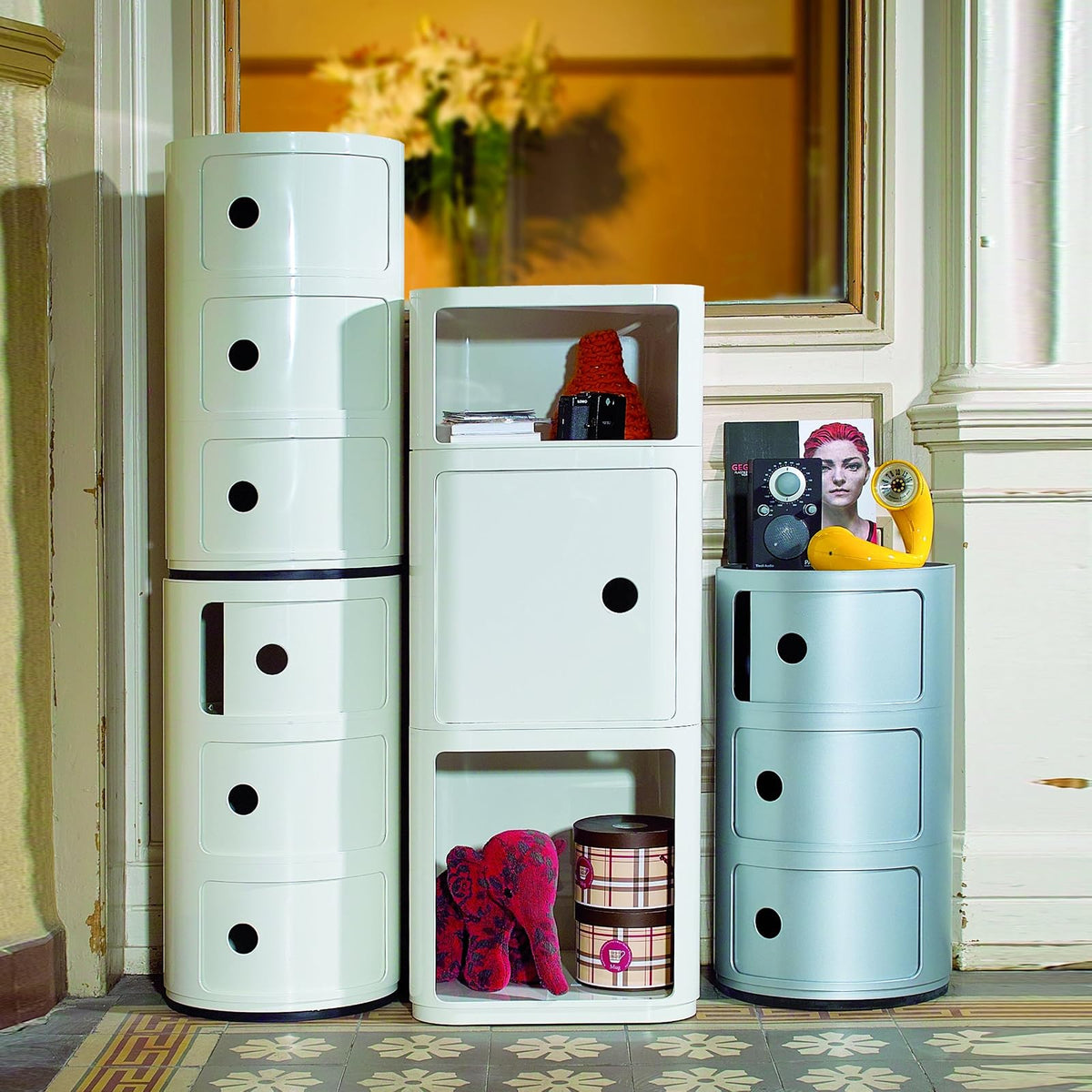 Kartell Mueble de Almacenaje Componibili Redondo de Dos Puertas, color Rojo