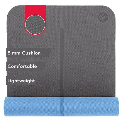 Manduka Begin - Esterilla de yoga de alta calidad de 5 mm de grosor con rayas de alineación. Reversible, ligera con amortiguación densa para apoyo y estabilidad en yoga y pilates