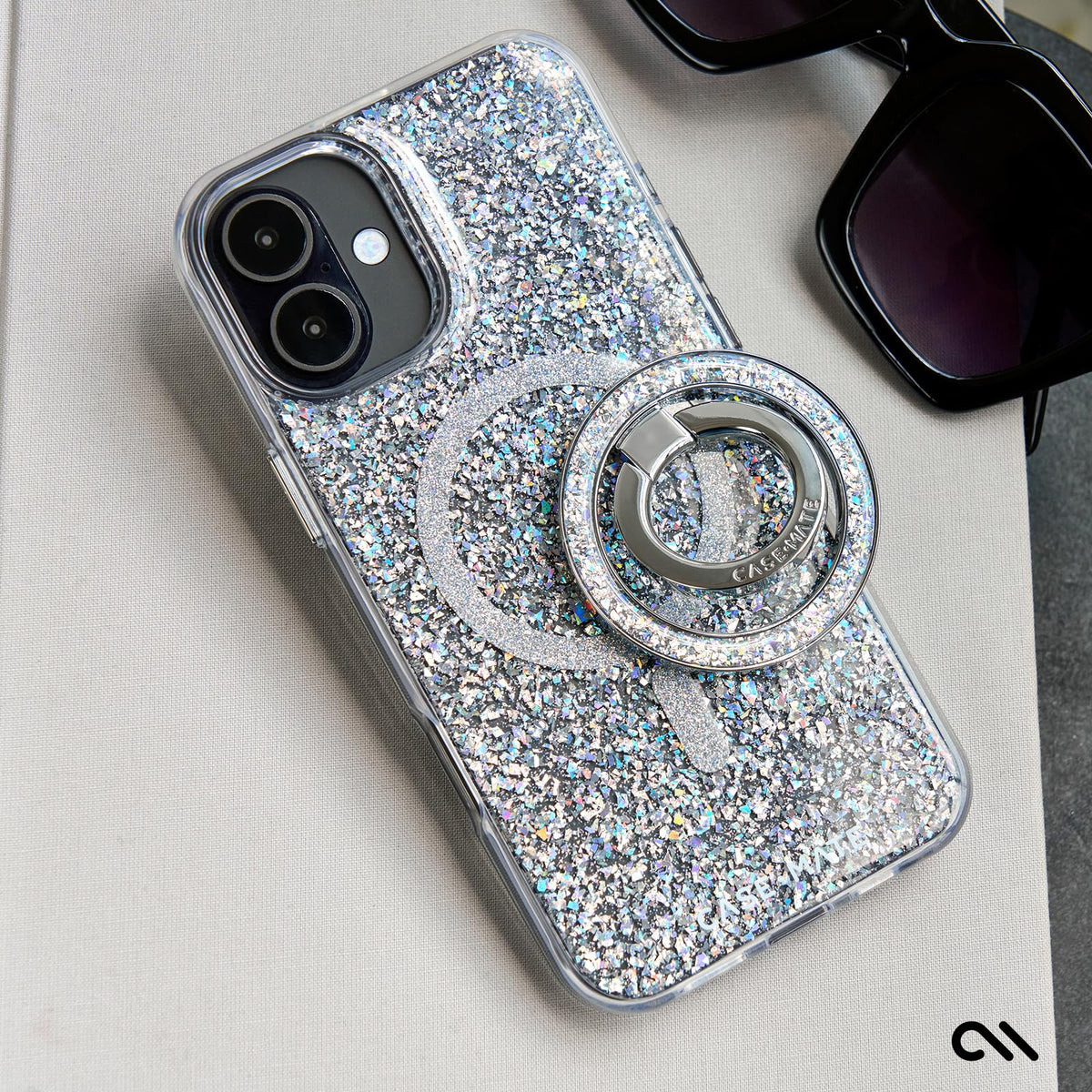 Case-Mate Funda magnética Brillante para iPhone 16 Plus Compatible con MagSafe, protección contra caídas de 12 pies - Twinkle Disco