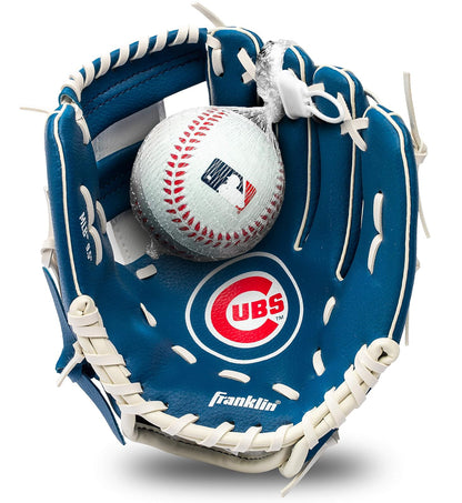 Franklin Sports MLB Set de Guante y Pelota de Teeball Infantil, 9.5 Pulg - Cachorros de Chicago