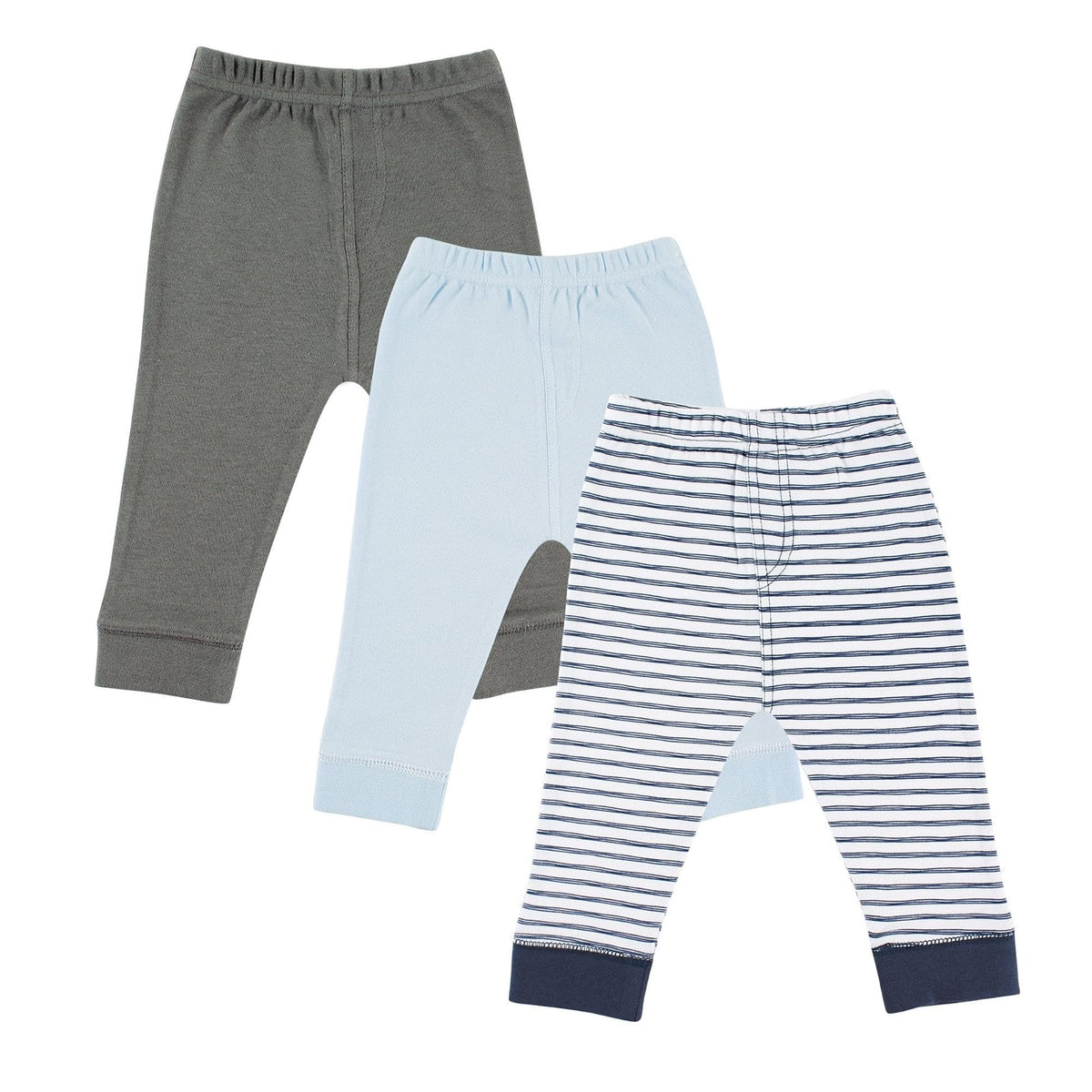 Luvable Friends Paquete de 3 Pantalones con Puño en Cintura y Tobillo, para Bebé - 3 Años - Paquete de 3 rayas azul marino. - 3