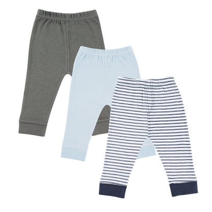 Luvable Friends Paquete de 3 Pantalones con Puño en Cintura y Tobillo, para Bebé - 3 Años - Paquete de 3 rayas azul marino. - 3