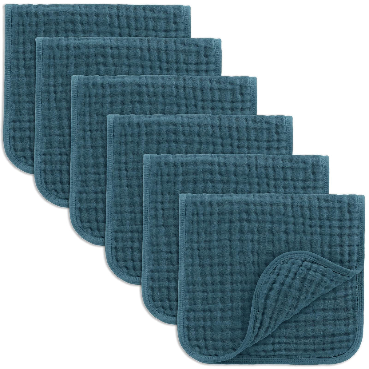 Comfy Cubs Paños de Muselina para Eructar, 100% Algodón, 6 Capas Absorbentes - Neptune - 6-Pack 20"X10"