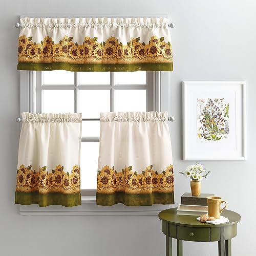 Curtainworks Cortina de Cocina con Ventana de jardín y Cenefa, Color Amarillo, Juego de Niveles de 36 Pulgadas