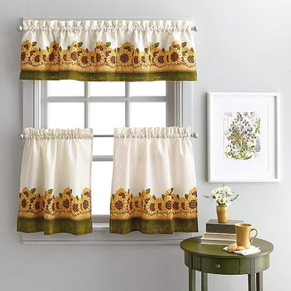 Curtainworks Cortina de Cocina con Ventana de jardín y Cenefa, Color Amarillo, Juego de Niveles de 36 Pulgadas