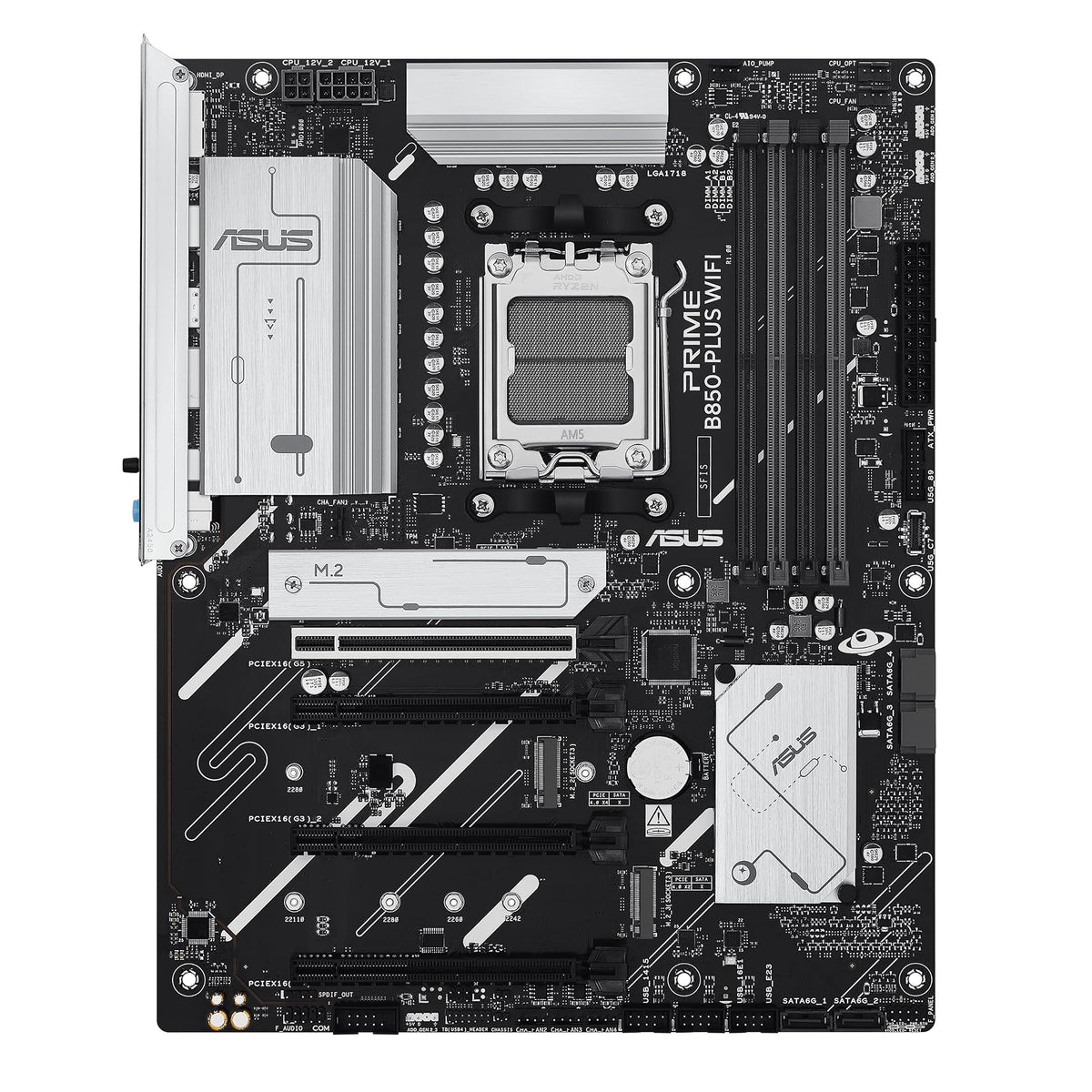 ASUS Prime B850-PLUS WiFi Tarjeta Madre AMD para tu PC de Trabajo y Juego | ATX, AMD AM5, DDR5 hasta 8000+ (OC), PCIe 5.0 x16, 3 ranuras M.2 (1 PCIe 5.0), VRM 8+2+1, WiFi 6E, LAN 2.5Gb, USB-C 10Gbps