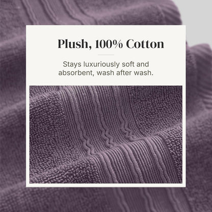 Modern Threads - Juego de 6 Piezas, 2 Toallas de baño, 2 Toallas de Mano, 2 paños de baño teñidos de Jacquard/Toallas sólidas, Ofelia orquídea