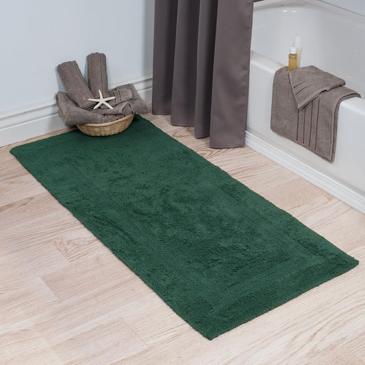 Lavish Home 67-0019-G Reversible Long Bath Rug, Green, 24" x 60"