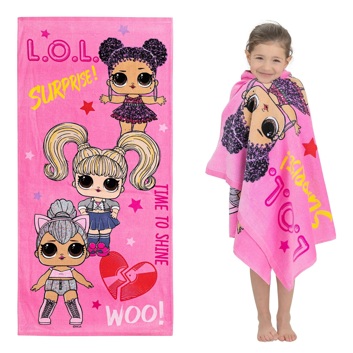 Franco Kids - Toalla de baño de algodón súper Suave, 58 x 28 Pulgadas, LOL Surprise - Lol Surprise - 58 in x 28 in