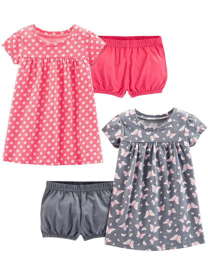 Simple Joys by Carter's - Juego de 2 vestidos de manga corta y sin mangas para bebés y niñas pequeñas