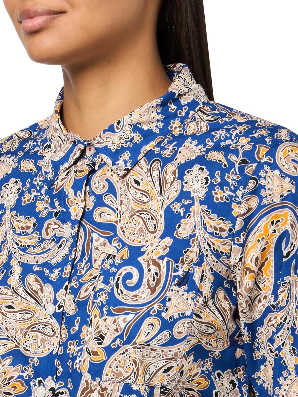 Nautica - Camisa de Manga Larga con Botones para Mujer