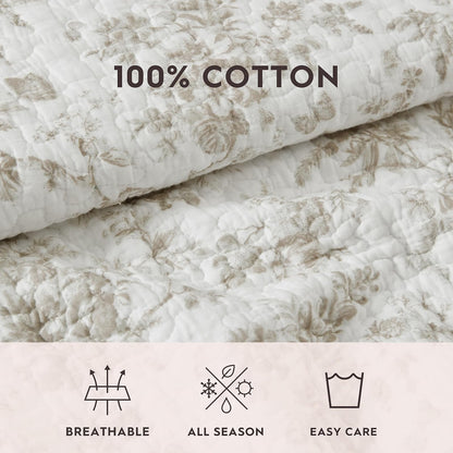 Laura Ashley - Juego de edredón Queen, Ropa de Cama de algodón Ligero con Fundas a Juego, decoración del hogar clásico Inspirada en Flores con Reverso sólido (Loveston Burnt Orange, Queen)