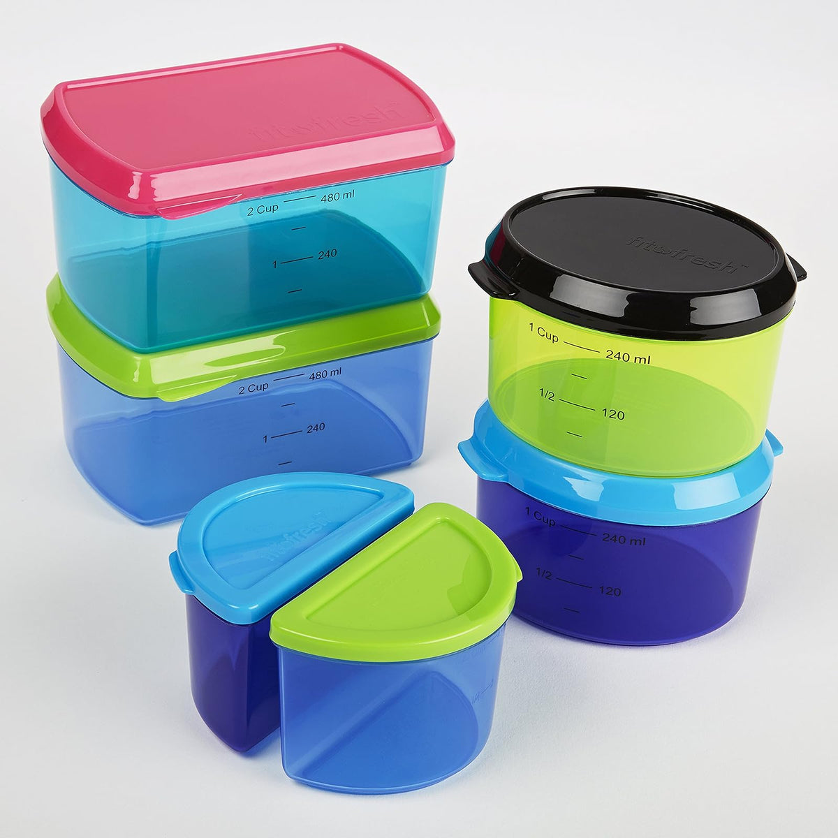 Fit & Fresh Kids' Reusable Lunch Container Kit with Ice Packs, 14-Piece Set, BPA-Free