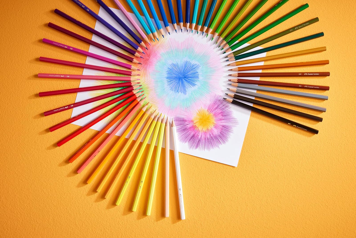 Faber-Castell Lápices de Color Hexagonal con 48 Lápices de Diferentes Colores, tienen un diseño hexagonal que proporciona un agarre cómodo y evita que rueden