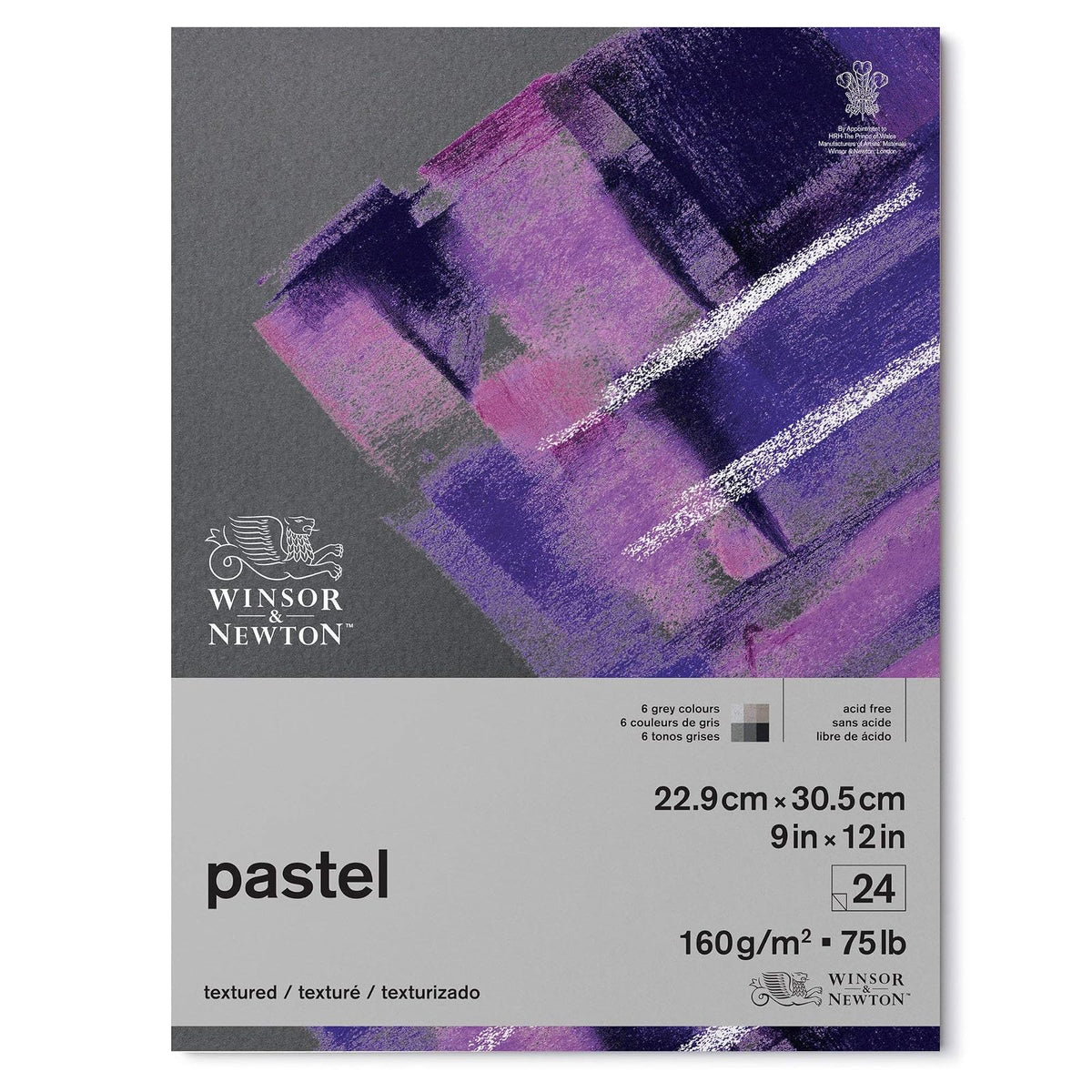 Winsor & Newton Bloc de Papel para Pastel, 160 g/m², Colores de Tierra - 9 x 12 pulgadas - Gris