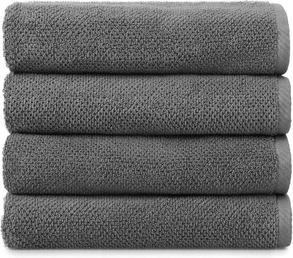 SIMPLI-MAGIC 79449 Toallas de baño texturizadas con Palomitas de maíz, Paquete de 4, Gris