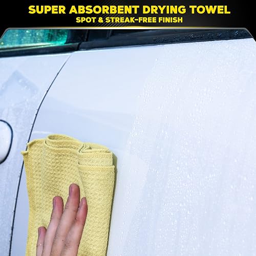 Meguiar's X2000 Toalla de Secado de Microfibra con imán de Agua, 1 Paquete, Amarillo, 22 x 30 Pulgadas + Oficial Air Re-Fresher Eliminador De Olores Black Chrome G181302 57 g