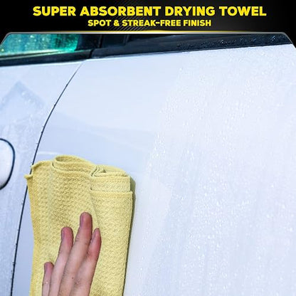 Meguiar's X2000 Toalla de Secado de Microfibra con imán de Agua, 1 Paquete, Amarillo, 22 x 30 Pulgadas + Oficial Air Re-Fresher Eliminador De Olores Black Chrome G181302 57 g