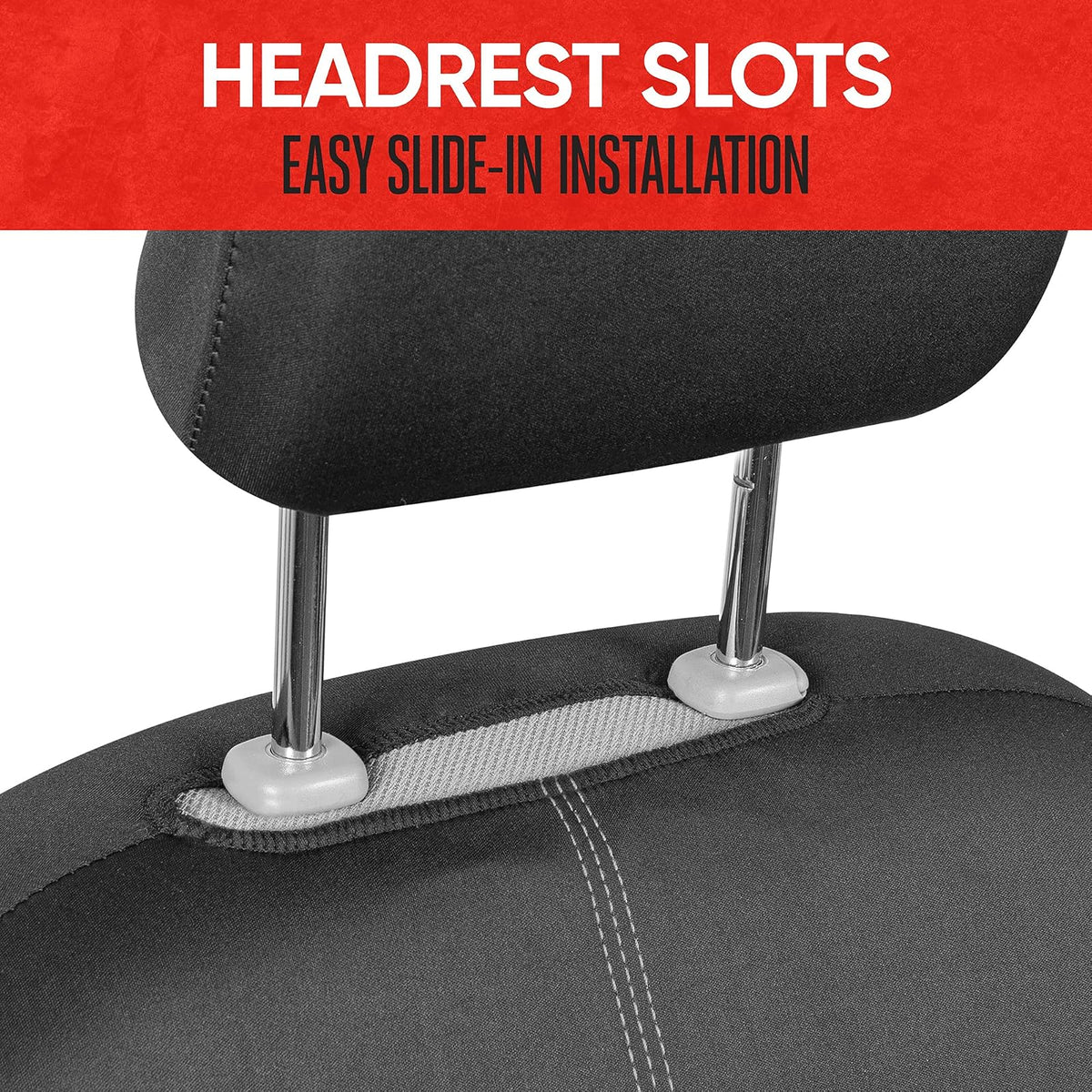 Motor Trend SpillGuard Fundas de Asiento | Impermeables, asientos delanteros, costuras grises, neopreno duradero, fácil instalación, ajuste universal