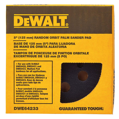 DEWALT Almohadilla de gancho y bucle para lijadoras, 5 pulgadas, 8 agujeros (DWE64233)