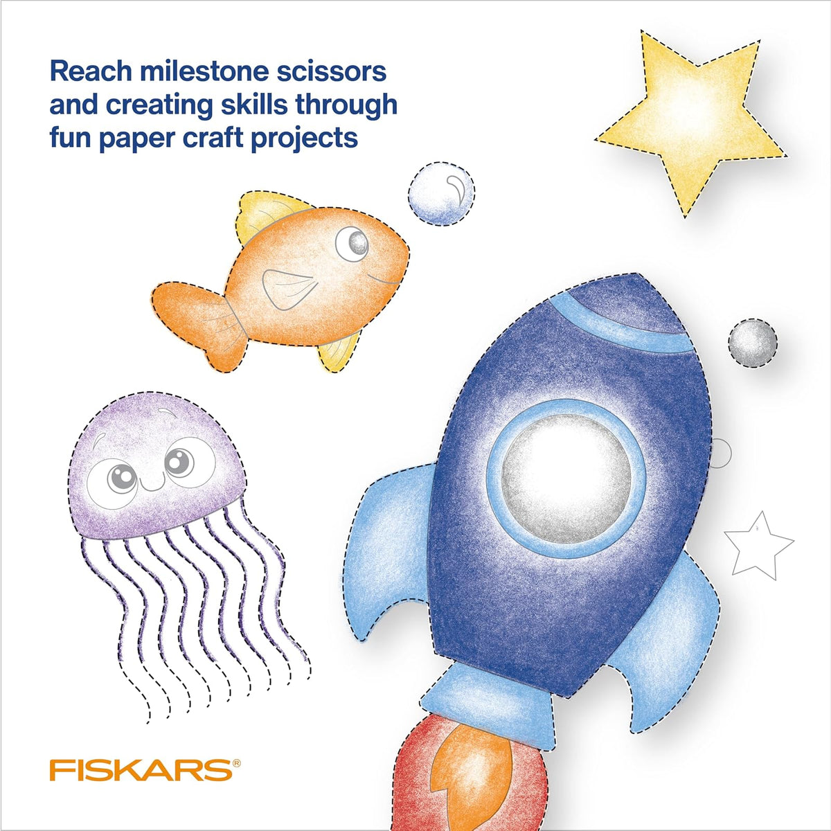 Fiskars Cut & Create - Libro de actividades con tijeras para niños de 5 pulgadas, a partir de 4 años