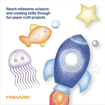 Fiskars Cut & Create - Libro de actividades con tijeras para niños de 5 pulgadas, a partir de 4 años