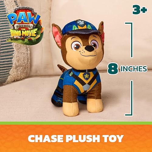Paw Patrol: The Dino Movie, Peluche de Chase, Peluche de la Popular película, Juguetes para preescolares, Producto Promocional de la película, Juguetes para niños y niñas, a Partir de 3 años, 20,3 cm