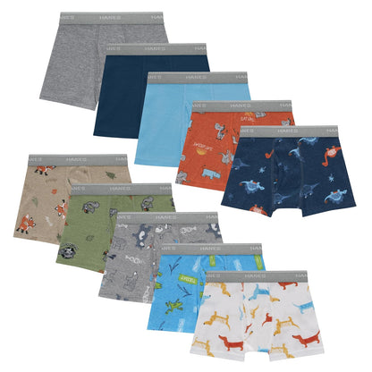 Hanes boxer briefs de algodón para niño, paquete de 10 - 4-5 Años - Días de la semana, azul, bronceado, verde