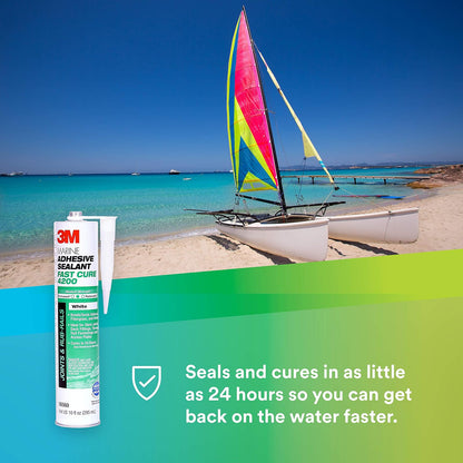 3M Marina calcomanía/sellador, 3004.7819, Blanco | Sellador adhesivo para embarcaciones y vehículos recreativos, seguro bajo el agua y flexible, se envía con boquilla