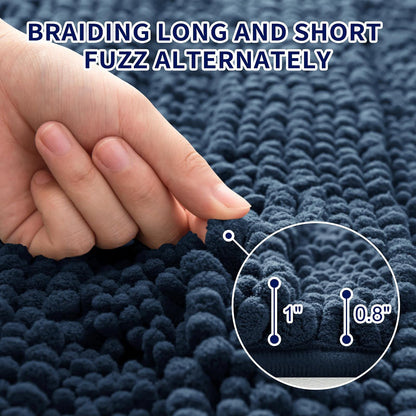 subrtex Alfombra de Baño Suave y Absorbente Alfombra de Ducha Microfibra Lavable Tapete (Azul Oscuro, 40×60cm+50×80cm)
