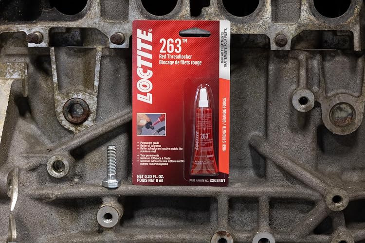 LOCTITE 263 - Bloqueo de Rosca automotriz Rojo - Bloqueo de Rosca de Alta Resistencia, Aplicaciones de Uso General, tolerante al Aceite, Fluorescente, 6 ml, 1 Paquete