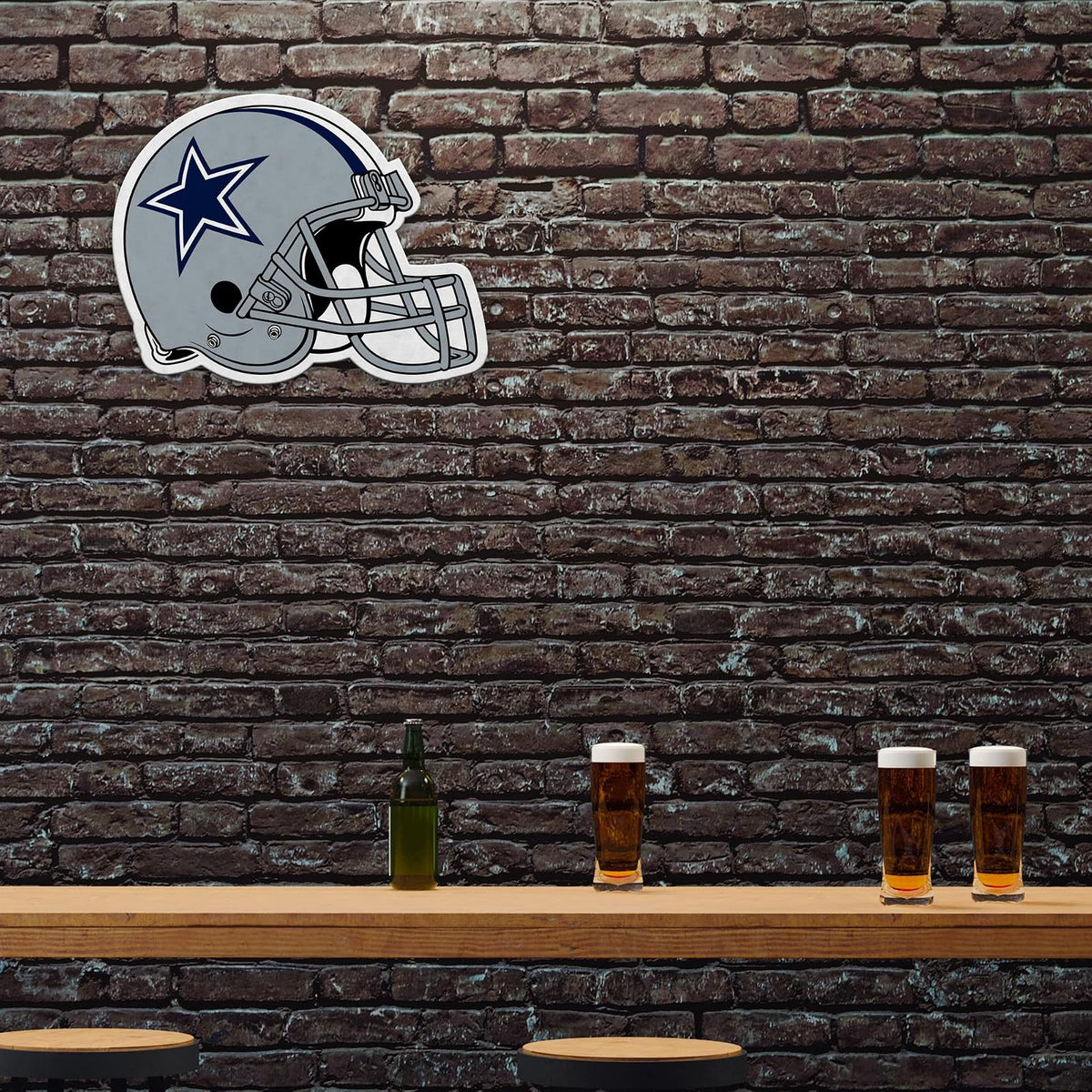 Rico Industries NFL Dallas Cowboys - Banderín de corte en forma de casco – Decoración del hogar y la sala de estar, fieltro suave EZ para colgar