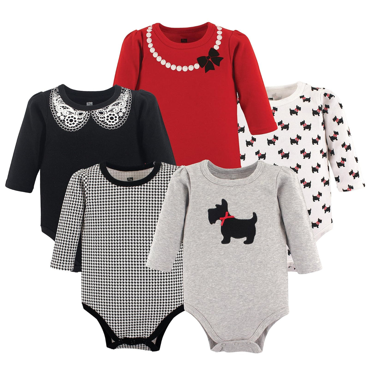 Hudson Baby Body de manga larga para niña, paquete de 5