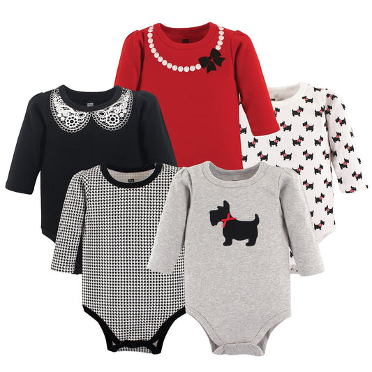 Hudson Baby Body de manga larga para niña, paquete de 5