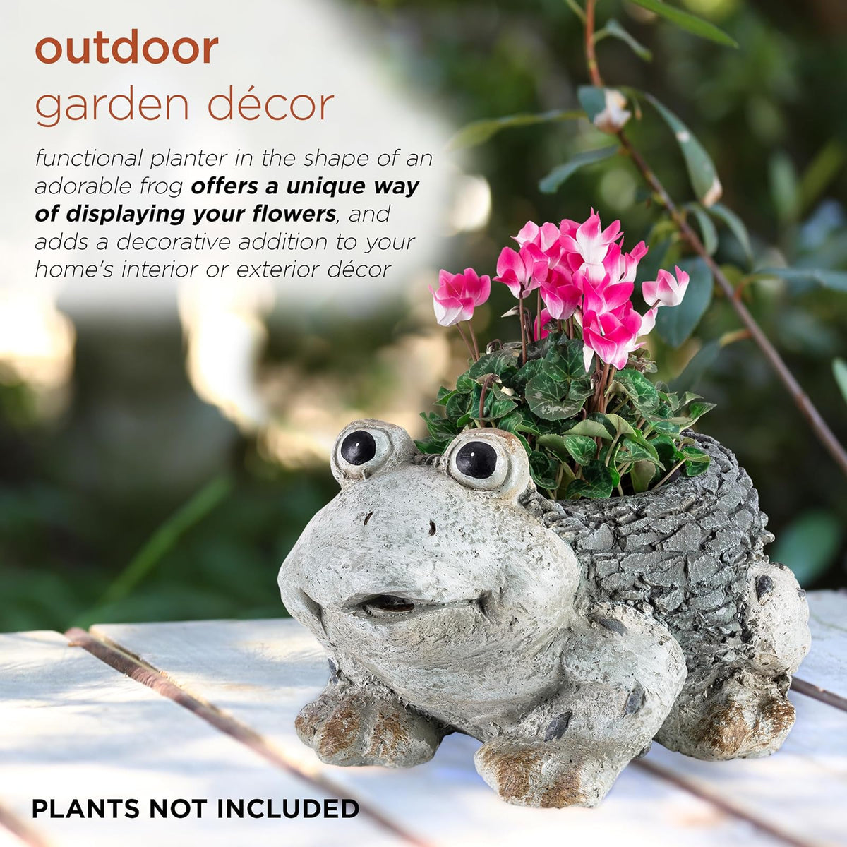 Alpine Corporation 11" Tall Indoor/Outdoor Frog Garden Planter and Yard Decoration