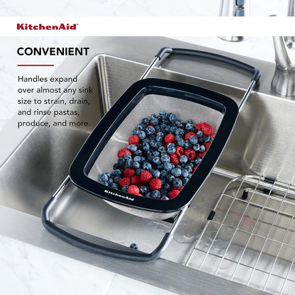 KitchenAid - Colador expandible de acero inoxidable, color negro