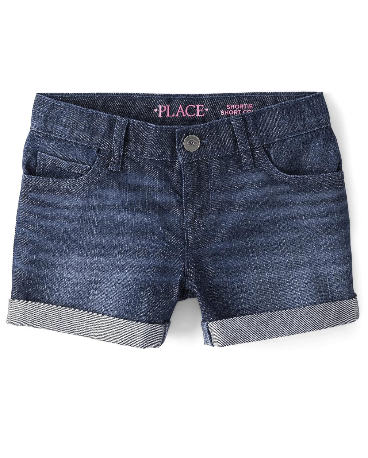 The Children's Place Short de mezclilla con puño para niña - Lavado de acebo - 4