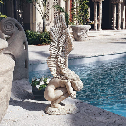 Design Toscano Estatua de ángel de Recuerdo y redención, Grande, 30 Pulgadas, poliresina, Piedra Antigua