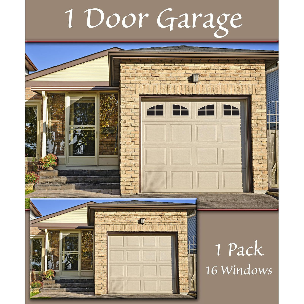 Household Essentials 216 Magnetic Faux Garage Door Windows | 16 Pieces for Single Car Steel Garage Door| Black
