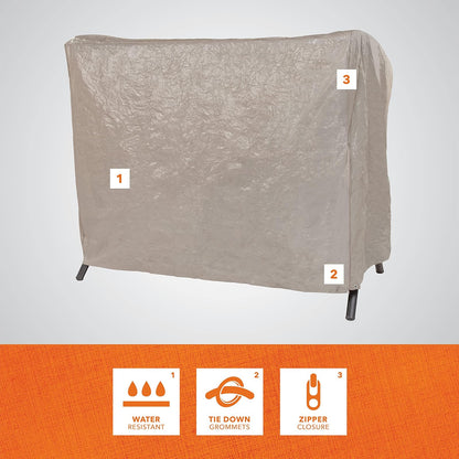 Moderna funda de columpio para patio de ocio, protección de muebles de exterior, perfecta para patio, terraza y porche, funciona para columpios de una plaza, doble y triple plaza, 87 pulgadas de largo x 64 pulgadas de profundidad x 66 pulgadas de alto, be