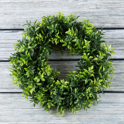 Pure Garden 50-151 Artificial Opal Basil Leaf, Round Wreath, 11.5"